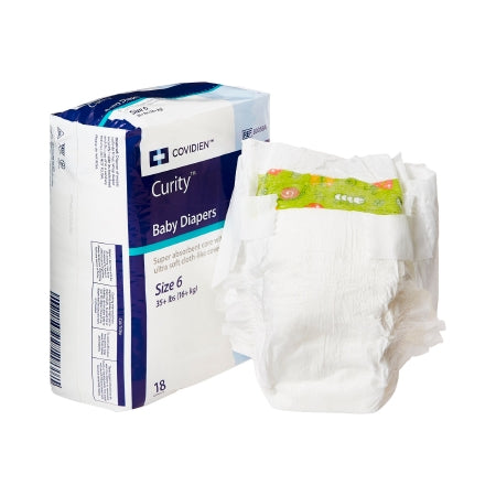 Cardinal Unisex Baby Diaper Curity™ Size 6 Disposable Heavy Absorbency - Bag of 18 - 80058A-BG