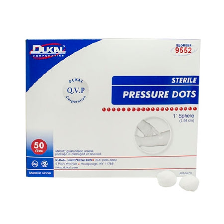 Dukal Gauze Pressure Dot Dukal™ 1 Inch 2 per Pouch Sterile 1-Ply Sphere - Case of 500 - 9552-CS