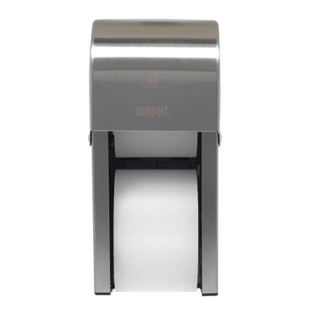 Georgia Pacific Toilet Tissue Dispenser Compact® Silver Stainless Steel Manual 2 Rolls Vertical Mount - Case of 1 - 56782-CS