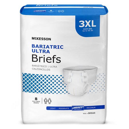 McKesson Unisex Adult Incontinence Brief McKesson Ultra Plus Bariatric 3X-Large Disposable Heavy Absorbency - Bag of 1 - BRBAR-BG