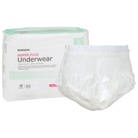 McKesson Unisex Adult Absorbent Underwear McKesson Super Plus Pull On with Tear Away Seams Large Disposable Moderate Absorbency - Case of 4 - UWGLG-CS