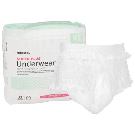 McKesson Unisex Adult Absorbent Underwear McKesson Super Plus Pull On with Tear Away Seams X-Large Disposable Moderate Absorbency - Case of 4 - UWGXL-CS