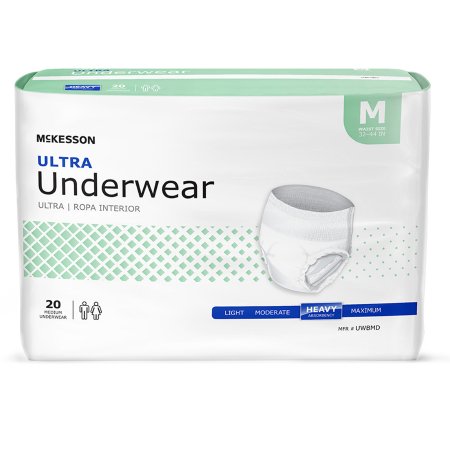 McKesson Unisex Adult Absorbent Underwear McKesson Ultra Pull On with Tear Away Seams Medium Disposable Heavy Absorbency - Case of 4 - UWBMD-CS