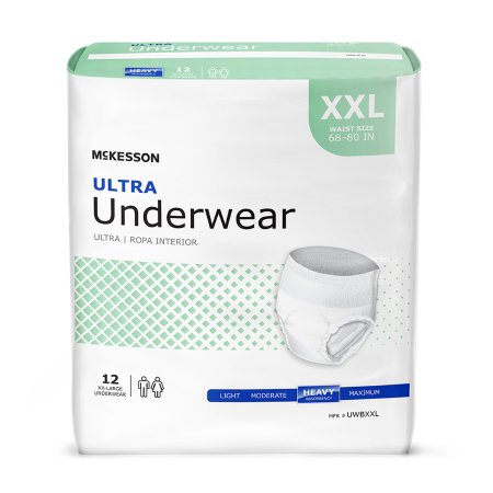 McKesson Unisex Adult Absorbent Underwear McKesson Ultra Pull On with Tear Away Seams 2X-Large Disposable Heavy Absorbency - Case of 4 - UWBXXL-CS