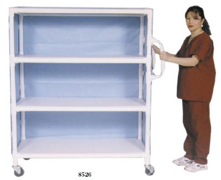 Graham-Field Linen Cart with Cover Lumex® 3 Shelves 175 lb. Weight Capacity PVC Frame / Vinyl Cover - Each - 8526-EA