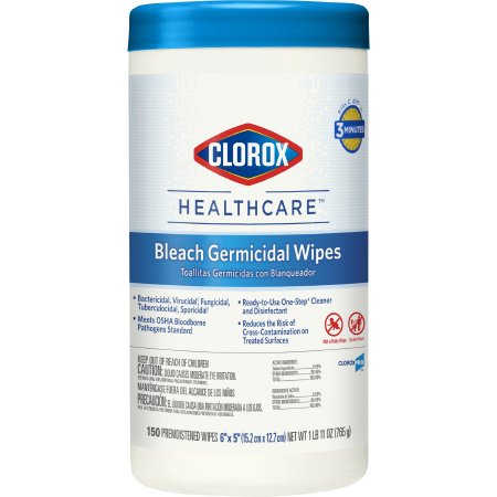 The Clorox Company Clorox Healthcare® Surface Disinfectant Cleaner Premoistened Germicidal Manual Pull Wipe 150 Count Canister Floral Scent NonSterile - Case of 6 - 30577-CS