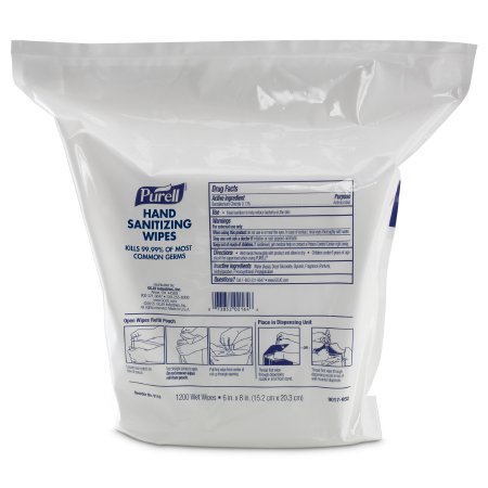 GOJO Hand Sanitizing Wipe Purell® 1,200 Count BZK (Benzalkonium Chloride) Wipe Refill Pouch - Case of 2 - 9118-02-CS