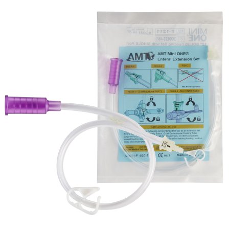 Applied Medical Technologies Straight Connector with Bolus Adapter Mini ONE® 12 Inch, Purple - Box of 10 - 8-1211-BX