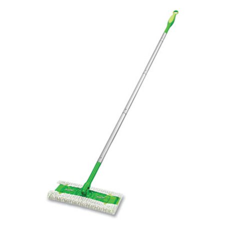 Swiffer® Sweeper Mop, 10 x 4.8 White Cloth Head, 46" Green/Silver Aluminum/Plastic Handle - Each - PGC-09060EA-EA