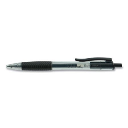 Universal™ Comfort Grip Gel Pen, Retractable, Medium 0.7 mm, Black Ink, Smoke Barrel, Dozen - DZ/1 - UNV-39912-DZ
