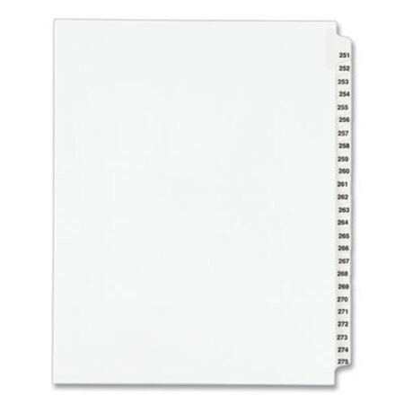 Avery® Preprinted Legal Exhibit Side Tab Index Dividers, Avery Style, 25-Tab, 251 to 275, 11 x 8.5, White, 1 Set, (1340) - ST/1 - AVE-01340-ST