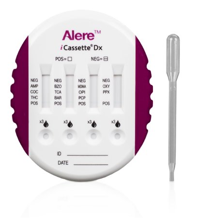 Abbott Rapid Dx North America LLC Drugs of Abuse Test Kit iCassette® Dx 11-Drug Panel AMP, BAR, BZO, COC, MDMA, OPI 300, OXY, PCP, PPX, TCA, THC Urine Sample 25 Tests CLIA Waived - Box of 25 - I-DCB-1115-011-BX