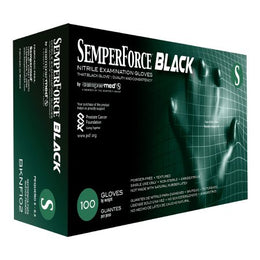 Sempermed USA Exam Glove Semperforce™ Black Small NonSterile Nitrile Standard Cuff Length Textured Fingertips Black Fentanyl Tested - Case of 1000 - BKNF102-CS
