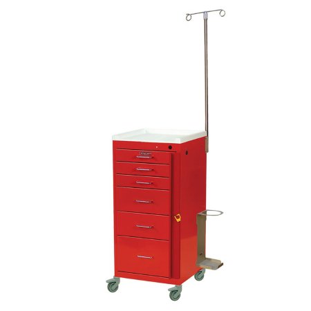 Harloff Treatment Cart Mini-Line Steel 18 X 40 X 18 Inch Red 3 Drawers, 3 Inch / 2 Drawers, 6 Inch / 1 Drawer, 9 Inch - Each - 3156B-EMG-EA