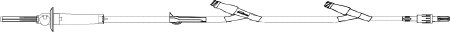ICU Medical Primary IV Administration Set ICU Gravity 2 Ports 15 Drops / mL Drip Rate Without Filter 110 Inch Tubing Solution - Case of 50 - SC9005-CS