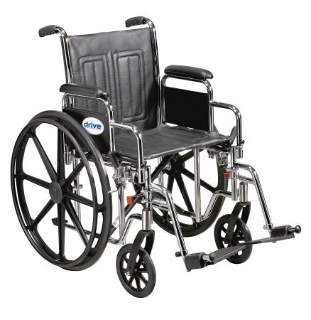 Drive Medical Bariatric Wheelchair drive™ Sentra EC Heavy Duty Dual Axle Desk Length Arm Elevating Legrest Black Upholstery 20 Inch Seat Width Adult 450 lbs. Weight Capacity - Each - STD20ECDDAHD-ELR-EA