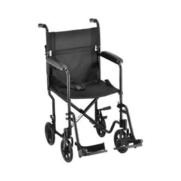 Nova Ortho-Med Lightweight Transport Chair Nova Aluminum Frame 300 lbs. Weight Capacity Full Length / Fixed Height Arm Black Upholstery - Each - 329BK-EA