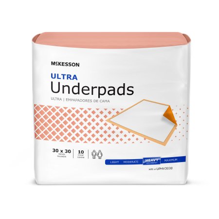 McKesson Disposable Underpad McKesson Ultra 30 X 30 Inch Fluff / Polymer Heavy Absorbency - Case of 100 - UPHV3030-CS