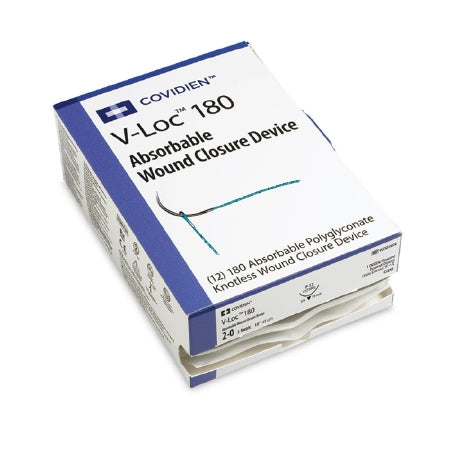 Covidien Absorbable Suture with Needle V-Loc™ 180 Wound Closure Device Polyglyconate V-20 1/2 Circle Taper Point Needle Size 3 - 0 Barbed Monofilament - Box of 1 - VLOCL0624-BX