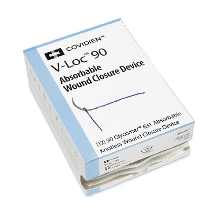 Covidien Absorbable Suture with Needle V-Loc™ 90 Wound Closure Device Polyester P-12 3/8 Circle Precision Reverse Cutting Needle Size 4 - 0 Barbed Monofilament - Box of 1 - VLOCM0003-BX