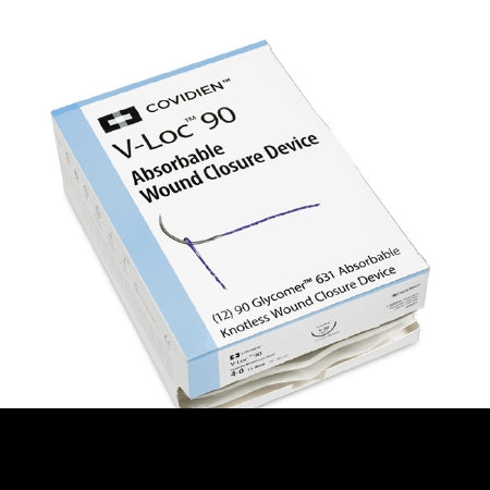 Covidien Absorbable Suture with Needle V-Loc™ 90 Wound Closure Device Polyester P-14 3/8 Circle Precision Reverse Cutting Needle Size 3 - 0 Barbed Monofilament - Box of 1 - VLOCM0124-BX