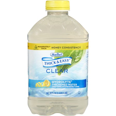 Hormel Food Sales Thickened Water Thick & Easy® Hydrolyte® 46 oz. Bottle Lemon Flavor Liquid IDDSI Level 3 Moderately Thick/Liquidized - Case of 6 - 27076-CS