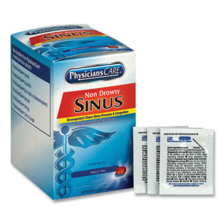 PhysiciansCare® Sinus Decongestant Congestion Medication, One Tablet/Pack, 50 Packs/Box - Box of 1 - ACM-90087-BX