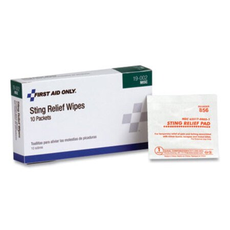PhysiciansCare® by First Aid Only® First Aid Sting Relief Pads, 10/Box - Box of 1 - FAO-19002-BX