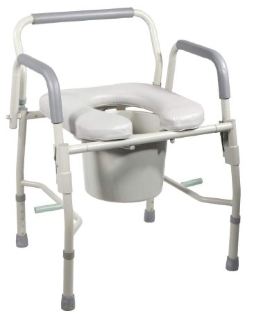 Drive Medical Commode Chair drive™ Padded Drop Arms Steel Frame 13-1/2 Inch Seat Width 300 lbs. Weight Capacity - Each - 11125PSKD-1-EA
