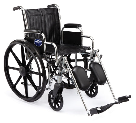 Medline Wheelchair Excel 2000 Dual Axle Full Length Arm Swing-Away Footrest Black Upholstery 18 Inch Seat Width Adult 300 lbs. Weight Capacity - Each - MDS806150D-EA