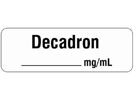 Shamrock Scientific Drug Label Shamrock Anesthesia Label Decadron____mg/mL White 1/2 X 1 Inch - Roll of 1 - SA-326-PRE-RL