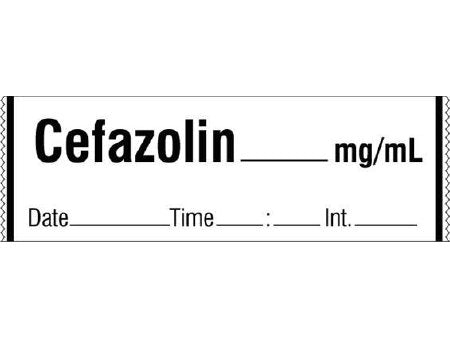 Shamrock Scientific Drug Label Shamrock Anesthesia Label CEFAZOLIN _____ mg / mL / Date _____ Time _____ Int. _____ White 1/2 X 1 Inch - Roll of 1 - SA-3221-DTI-RL