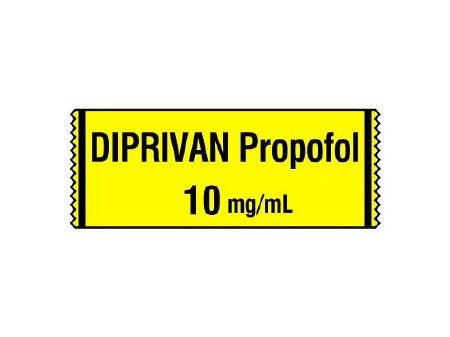 Shamrock Scientific Drug Label Shamrock Anesthesia Label DIPRIVAN Propofol 10 mg/ml / Date _____ Time _____ Int. _____ Yellow 1/2 X 1 Inch - Roll of 1 - SA-209-DTI-RL
