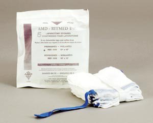 AMD Ritmed Surgical Laparotomy Sponge X-Ray Detectable Cotton / Gauze 18 X 18 Inch 5 Count Pack Sterile - Case of 40 - 1515-CS