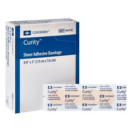 Cardinal Adhesive Strip Curity™ 3/4 X 3 Inch Plastic Rectangle Sheer Sterile - Case of 3600 - 44118-CS