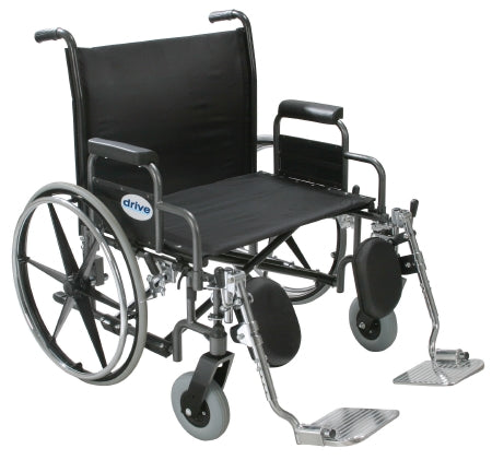 Drive Medical Bariatric Wheelchair drive™ Sentra Heavy Duty Desk Length Arm Elevating Legrest Black Upholstery 20 Inch Seat Width Adult 500 lbs. Weight Capacity - Each - STD20DDA-ELR-EA