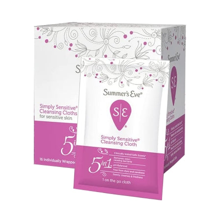 C.B. Fleet Personal Wipe Summer's Eve® Simply Sensitive Individual Packet Purified Water / Octoxynol-9 / Citric Acid Scented 16 Count - Box of 16 - 04160887110-BX