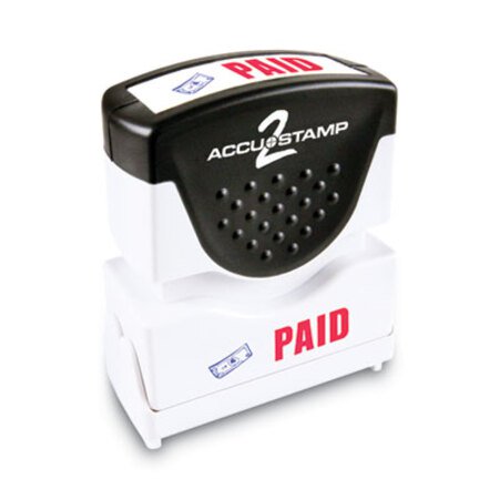 ACCUSTAMP2® Pre-Inked Shutter Stamp with Microban, Red/Blue, PAID, 1.63 x 0.5 - Each - COS-035535-EA