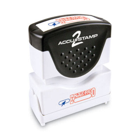 ACCUSTAMP2® Pre-Inked Shutter Stamp, Red/Blue, ENTERED, 1.63 x 0.5 - Each - COS-035544-EA