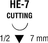 Covidien Nonabsorbable Suture with Needle Sofsilk™ Silk HE-7 1/2 Circle Reverse Cutting Needle Size 6 - 0 Braided - Box of 1 - S-1765K-BX