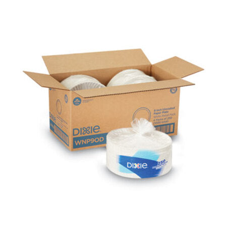 Dixie® White Paper Plates, 9" dia, 250/Pack, 4 Packs/Carton - CT/1 - DXE-WNP9OD-CT