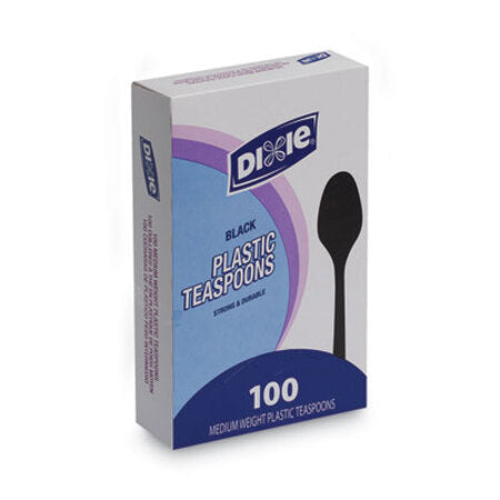 Dixie® Plastic Cutlery, Heavy Mediumweight Teaspoons, Black, 100/Box - Box of 1 - DXE-TM507-BX