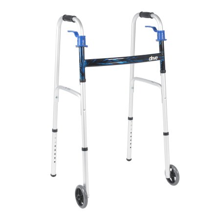 Drive Medical Dual Release Folding Walker Adjustable Height drive™ Aluminum Frame 350 lbs. Weight Capacity 32 to 39 Inch Height - Each - 10226-1-EA
