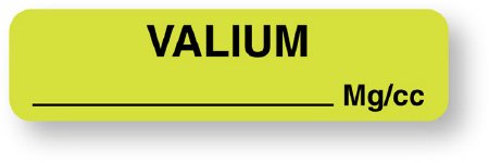 United Ad Label Drug Label UAL™ Anesthesia Label Valium_mg/cc Fluorescent Green 5/16 X 1-1/4 Inch - Roll of 1 - ULAM134-RL