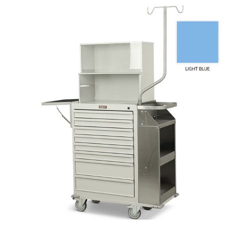 Harloff Splint / Cast Cart Steel / Aluminum 44 X 76 X 21 Inch Light Blue 1 Drawer, 3 Inch with Black Vinyl Mat / 5 Drawers, 3 Inch / 2 Drawers, 6 Inch / 4 Adjustable Dividers Per Drawer - Each - 6035-TC-EA