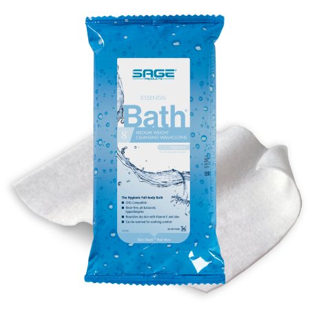 Sage Products Rinse-Free Bath Wipe Essential Bath® Medium Weight Soft Pack Purified Water / Methylpropanediol / Glycerin / Aloe Scented 8 Count - Pack of 1 - 7800-PK
