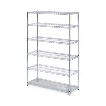 Alera® NSF Certified 6-Shelf Wire Shelving Kit, 48w x 18d x 72h, Silver - Each - ALE-SW664818SR-EA