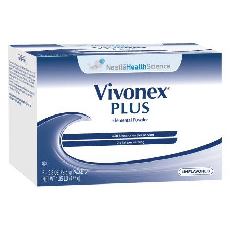 Nestle Healthcare Nutrition Oral Supplement Vivonex® Plus Unflavored Powder 2.8 oz. Individual Packet - Box of 6 - 07129800-BX