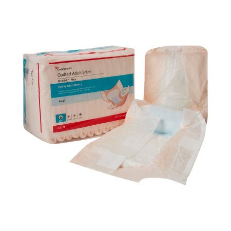 Cardinal Unisex Adult Incontinence Brief Wings™ Small Disposable Heavy Absorbency - Bag of 12 - 66032A-BG
