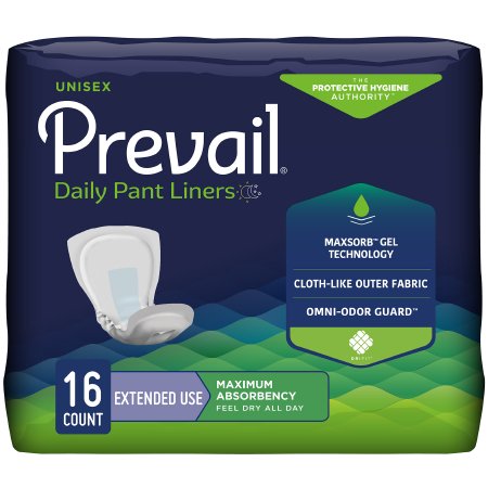 First Quality Incontinence Liner Prevail® Daily Pant Liners 28 Inch Length Heavy Absorbency Polymer Core One Size Fits Most - Case of 96 - PL-115-CS